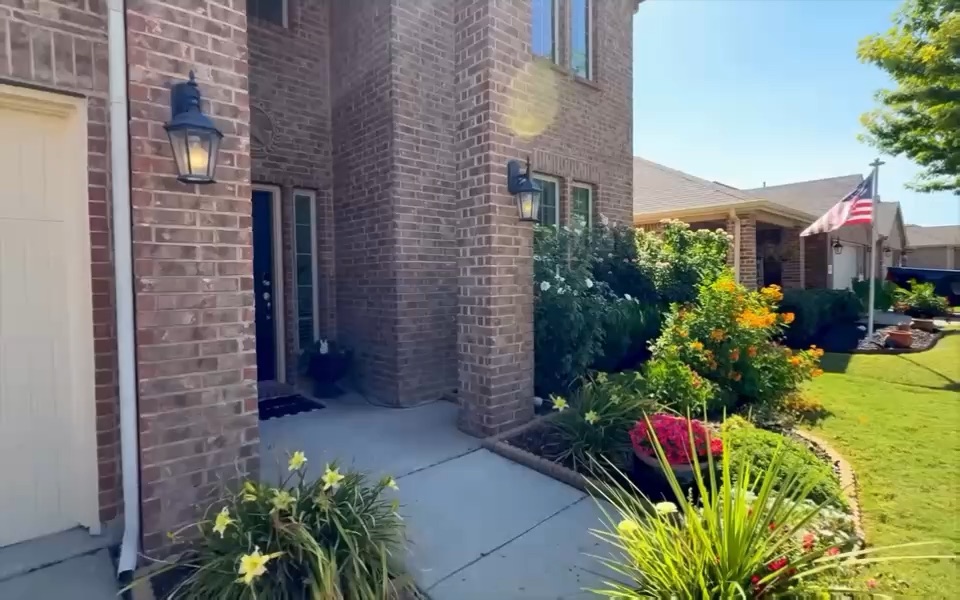 From my listing film for 1301 Coleman Dr in Villages of Melissa: the front walk, the backyard, then the street from above