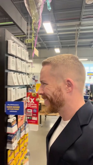 Picking out a client gift card at the store